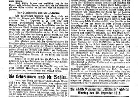 Die Lehrerinnen und die Wahlen; aus: Die Wählerin, Nr. 4, 23. Dezember 1918, Seite 4