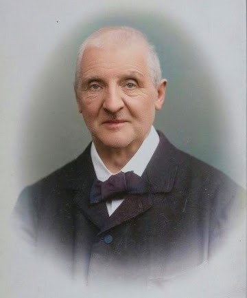 Anton Bruckner (Portrait von Anton Huber, ca 1890), koloriert mit Hilfe von KI. Bruckner