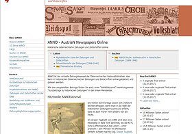 Screenshot des digitalen Zeitungsportals ANNO