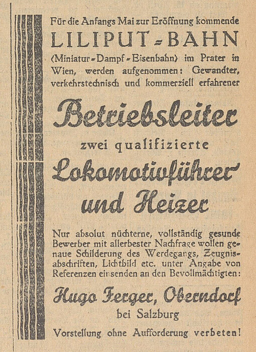 Zeitungsausschnitt einer Personal-Annonce. 