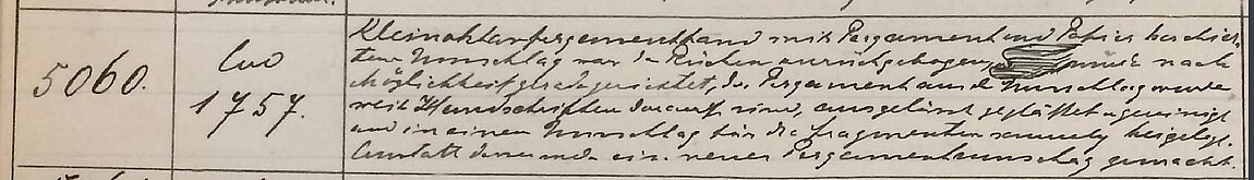 Ausschnitt aus einem Scan einer alten, handschriftlichen Tabelle, der eine Zeile zeigt