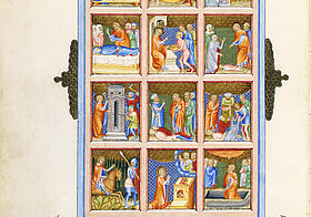 Book page of the gospel book with 4 coats of arms