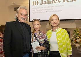 202A1642.jpg Christoph Ransmayr, Schriftsteller, Dr. Lisz Hirn, Philosphin und Autorin, GD Dr. Johanna Rachinger